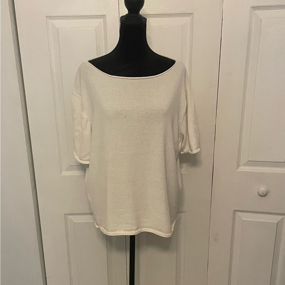 Eileen Fisher Sweaters - Eileen Fisher Womens Boatneck Sweater Size 2X Dolman Sleeve White Knit